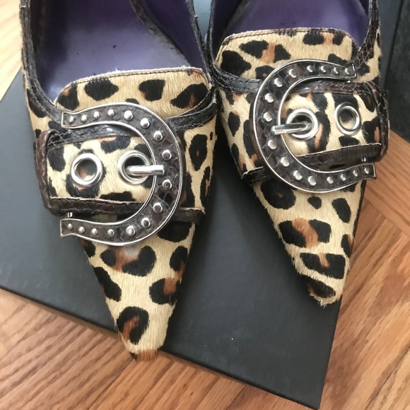 Guess leopard print pointy sling-back shoes sz 9.5 - Picture 3 of 6